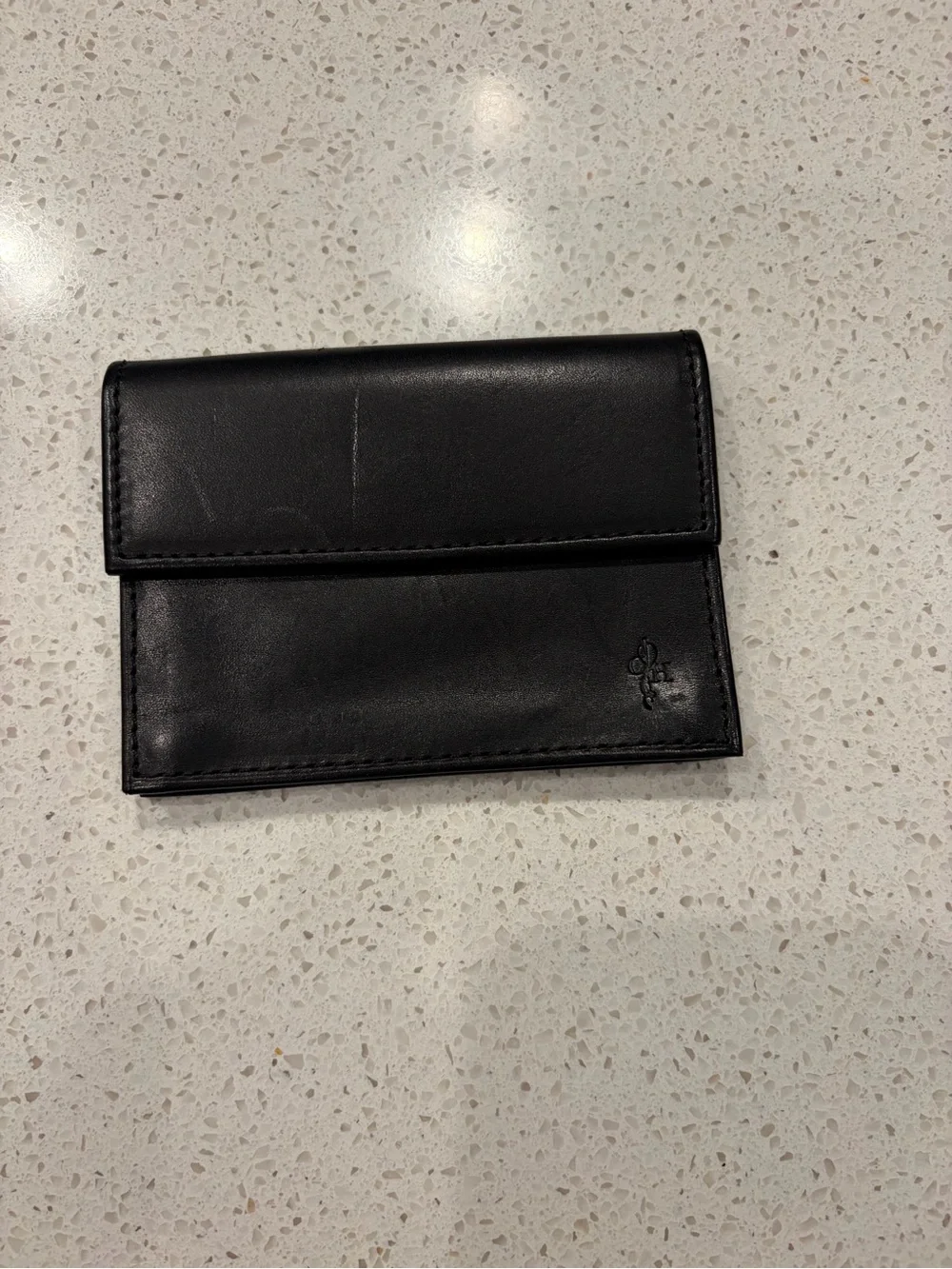 Cole Haan Men's Black Leather Card & Coin Wallet Change Holder